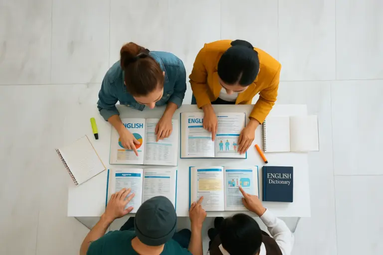 Tavolo di studio di inglese e bizzarrie della lingua
